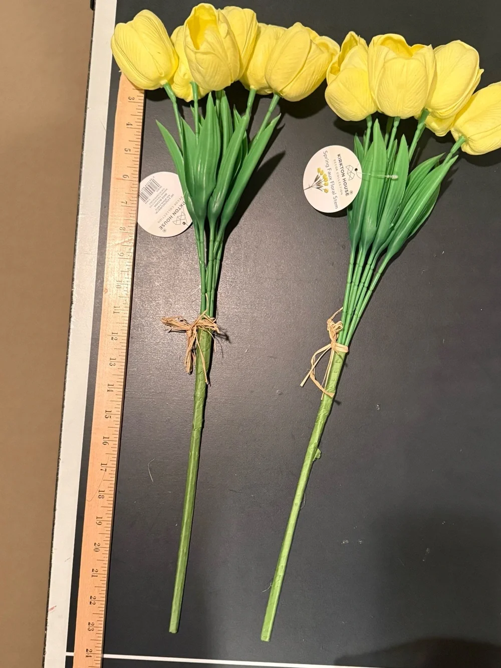 Kirkton House Yellow Faux Tulips Set of 2 NWT Spring Wedding Floral Decor